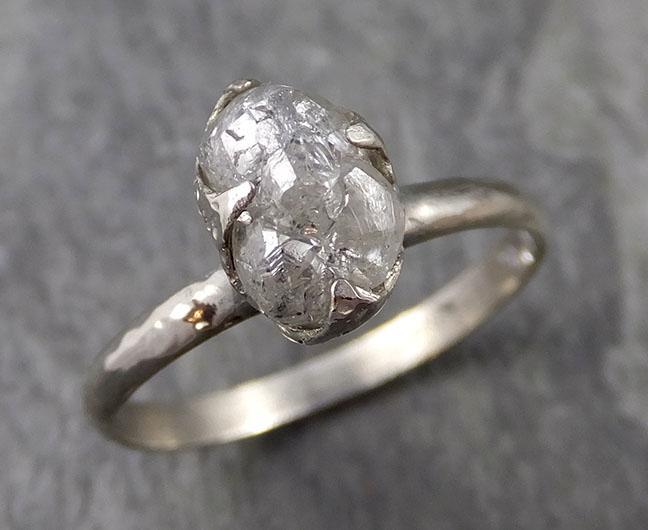 natural uncut salt and pepper Diamond Solitaire Engagement 14k white Gold Wedding Ring byAngeline 1021 - by Angeline