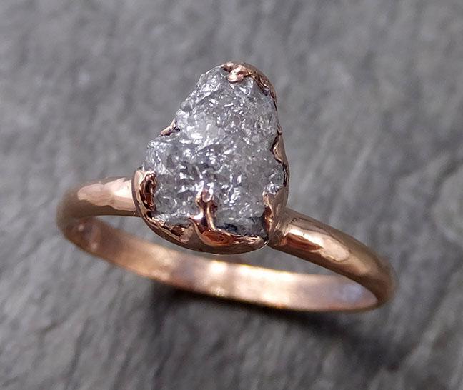 Raw Diamond Solitaire Engagement Ring Rough Uncut Rose gold Conflict Free Silver Diamond Wedding Promise 1027 - by Angeline