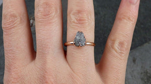Raw Diamond Solitaire Engagement Ring Rough Uncut Rose gold Conflict Free Silver Diamond Wedding Promise 1027 - by Angeline