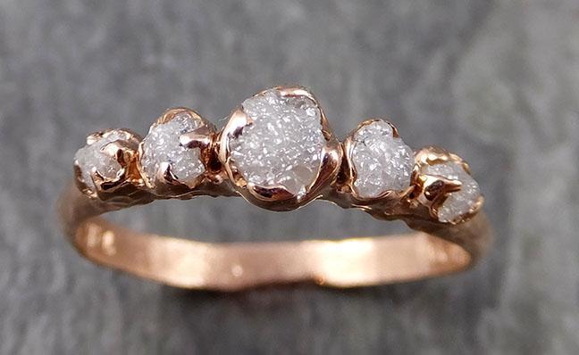 Raw Diamond Rose gold Multi stone Engagement Ring Rough Gold Wedding Ring diamond Wedding Ring Rough Diamond Ring byAngeline 1028 - by Angeline