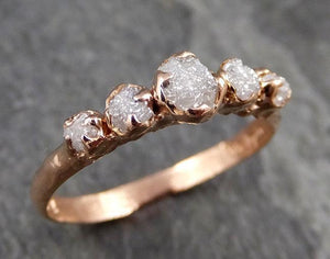 Raw Diamond Rose gold Multi stone Engagement Ring Rough Gold Wedding Ring diamond Wedding Ring Rough Diamond Ring byAngeline 1028 - by Angeline