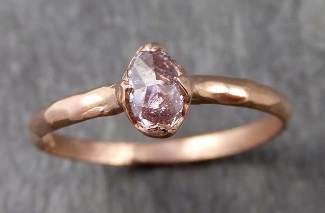 Faceted Fancy cut Rose Dainty Diamond Solitaire Engagement 14k Rose Gold Wedding Ring byAngeline 1029 - by Angeline