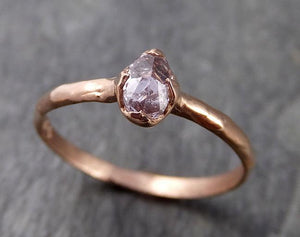 Faceted Fancy cut Rose Dainty Diamond Solitaire Engagement 14k Rose Gold Wedding Ring byAngeline 1029 - by Angeline