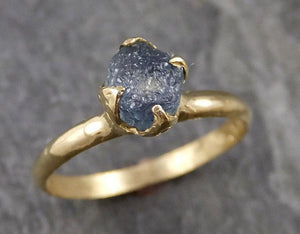 Raw Sapphire montana sapphire 18k yellow Gold Engagement Ring Blue Wedding Ring Custom Gemstone Ring Solitaire Ring byAngeline 1041 - by Angeline
