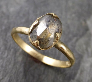 Fancy cut salt and pepper Diamond Solitaire Engagement 18k yellow Gold Wedding Ring Diamond Ring byAngeline 1046 - by Angeline
