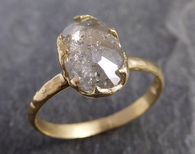 Fancy cut salt and pepper Diamond Solitaire Engagement 18k yellow Gold Wedding Ring Diamond Ring byAngeline 1047 - by Angeline