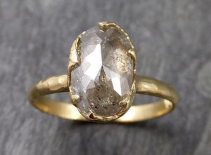 Fancy cut salt and pepper Diamond Solitaire Engagement 18k yellow Gold Wedding Ring Diamond Ring byAngeline 1047 - by Angeline
