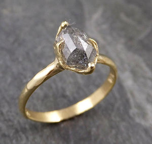 Fancy cut salt and pepper Diamond Solitaire Engagement 18k yellow Gold Wedding Ring Diamond Ring byAngeline 1051 - by Angeline