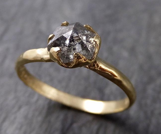 Fancy cut salt and pepper Diamond Solitaire Engagement 18k yellow Gold Wedding Ring Diamond Ring byAngeline 1052 - by Angeline