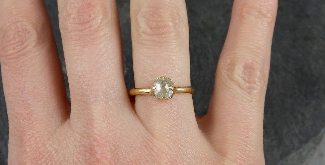 Fancy cut white Diamond Solitaire Engagement 18k yellow Gold Wedding Ring byAngeline 1056 - by Angeline