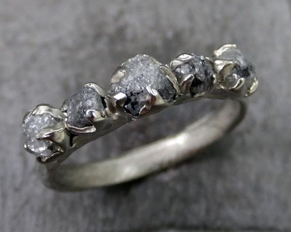 Multi Diamond White Gold Engagment Ring Wedding Band One Of a Kind Diamond Ring Rough Diamond Ring - by Angeline