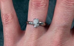 Raw Rough UnCut Diamond Engagement Ring Rough Diamond Solitaire 14k white gold Conflict Free Diamond Wedding Promise byAngeline - by Angeline