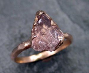 Raw Rough Champagne Pink Topaz 14k Rose gold Ring Gold Pink Gemstone Engagement Statement Ring Raw gemstone Jewelry byAngeline - by Angeline