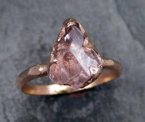 Raw Rough Champagne Pink Topaz 14k Rose gold Ring Gold Pink Gemstone Engagement Statement Ring Raw gemstone Jewelry byAngeline - by Angeline