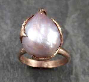 Fresh water pearl 14k Rose gold solitaire Cocktail Ring Statement Ring byAngeline 1059 - by Angeline