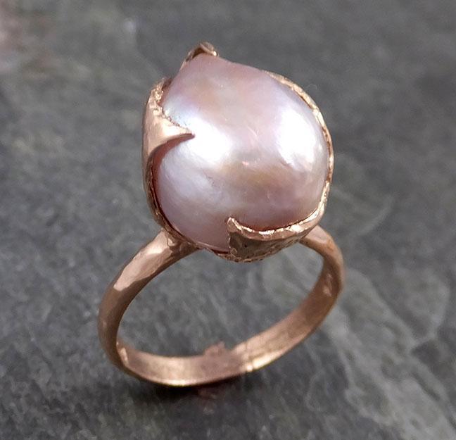 Fresh water pearl 14k Rose gold solitaire Cocktail Ring Statement Ring byAngeline 1059 - by Angeline