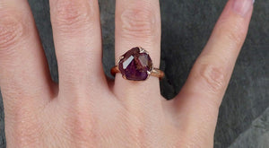 Partially Faceted Sapphire 14k rose Gold Engagement Ring Wedding Ring Custom One Of a Kind Gemstone Ring Solitaire 1060 - by Angeline