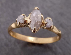 fancy cut white diamond engagement 14k yellow gold multi stone wedding ring stacking rough diamond ring byangeline 1872 Alternative Engagement
