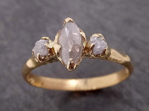 fancy cut white diamond engagement 14k yellow gold multi stone wedding ring stacking rough diamond ring byangeline 1872 Alternative Engagement
