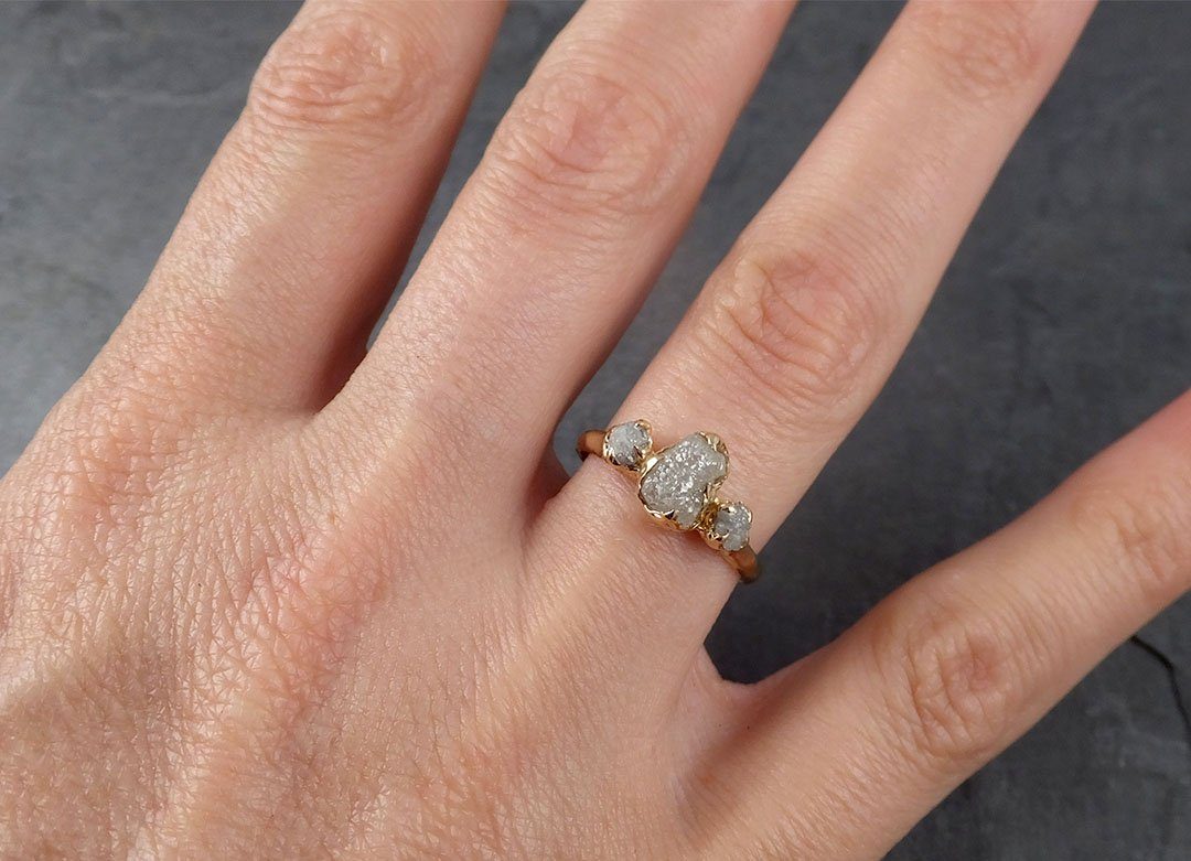 rough diamond 14k yellow gold engagement multi stone wedding ring byangeline 1871 Alternative Engagement