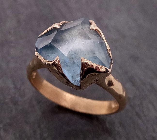 Partially faceted Aquamarine Solitaire Ring 14k gold Custom One Of a Kind Gemstone Ring Bespoke byAngeline 1873