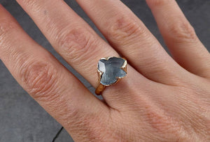Partially faceted Aquamarine Solitaire Ring 14k gold Custom One Of a Kind Gemstone Ring Bespoke byAngeline 1873