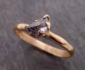 Fancy cut salt and pepper Half moon Diamond Engagement 14k Yellow Gold Solitaire Wedding Ring byAngeline 1876