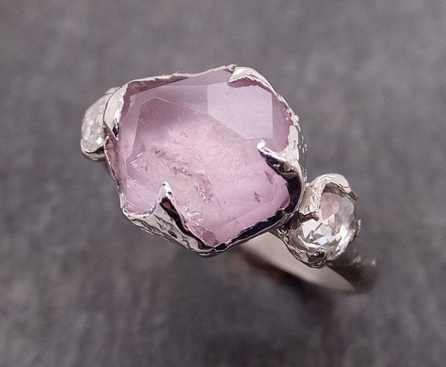 alternative engagement ring partially faceted purple spinel fancy diamonds 18k white gold multi stone ring gold gemstone 1877 Alternative Engagement