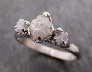 raw rough diamond engagement stacking ring multi stone wedding anniversary white gold 14k rustic byangeline 1879 Alternative Engagement