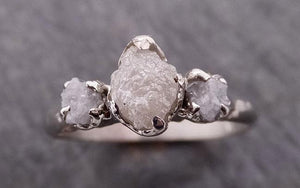 raw rough diamond engagement stacking ring multi stone wedding anniversary white gold 14k rustic byangeline 1879 Alternative Engagement