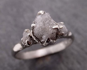 raw rough diamond engagement stacking ring multi stone wedding anniversary white gold 14k rustic byangeline 1885 Alternative Engagement
