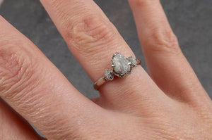 raw rough diamond engagement stacking ring multi stone wedding anniversary white gold 14k rustic byangeline 1885 Alternative Engagement
