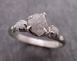 raw rough diamond engagement stacking ring multi stone wedding anniversary white gold 14k rustic byangeline 1883 Alternative Engagement