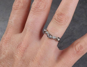 fancy cut and rough diamond contour wedding band 18k white gold diamond wedding ring byangeline 1887 Alternative Engagement
