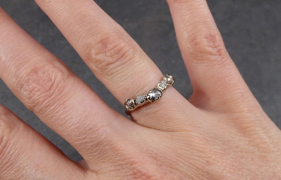 fancy cut and rough diamond contour wedding band 18k white gold diamond wedding ring byangeline 1887 Alternative Engagement