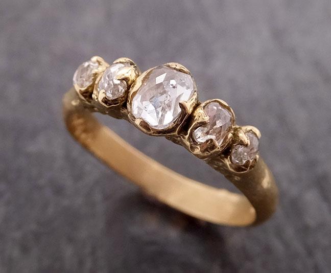 Fancy cut white Diamond Engagement 18k Yellow Gold Multi stone Wedding Ring Stacking Rough Diamond Ring byAngeline 1893