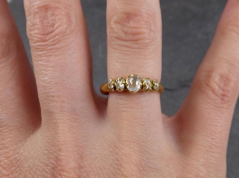 Fancy cut white Diamond Engagement 18k Yellow Gold Multi stone Wedding Ring Stacking Rough Diamond Ring byAngeline 1893
