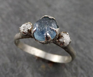 raw montana sapphire diamond white gold engagement wedding ring custom one of a kind gemstone multi stone ring 1889 Alternative Engagement