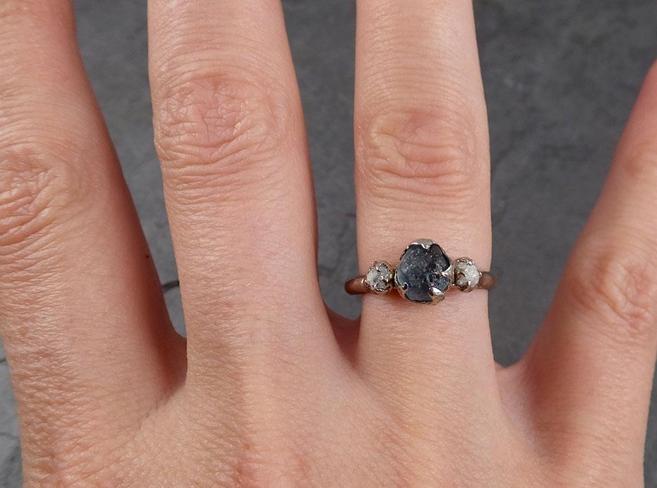 raw montana sapphire diamond white gold engagement wedding ring custom one of a kind gemstone multi stone ring 1889 Alternative Engagement