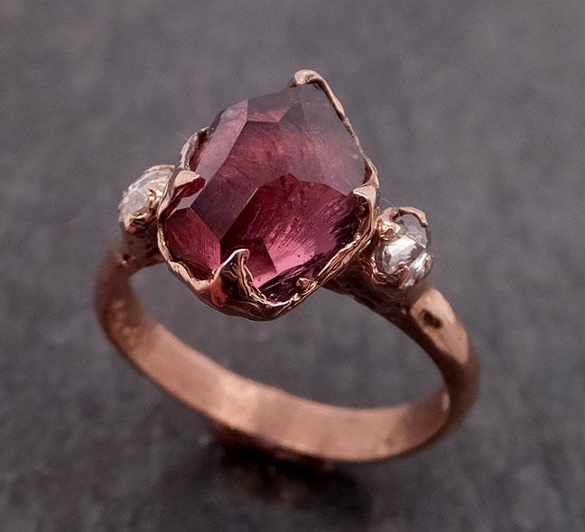 partially faceted pink spinel fancy diamonds 14k rose gold multi stone ring gold gemstone 1897 Alternative Engagement