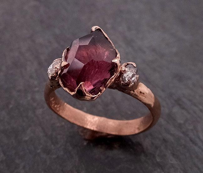 partially faceted pink spinel fancy diamonds 14k rose gold multi stone ring gold gemstone 1897 Alternative Engagement