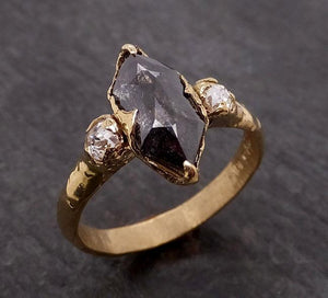 fancy cut salt and pepper diamond engagement 18k yellow gold multi stone wedding ring stacking rough diamond ring byangeline 1900 Alternative Engagement