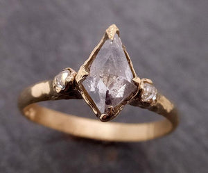 fancy cut salt and pepper diamond engagement 18k yellow gold multi stone wedding ring stacking rough diamond ring byangeline 1899 Alternative Engagement