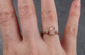 raw pink tourmaline diamond 14k rose gold multi stone engagement ring wedding ring one of a kind gemstone ring bespoke three stone ring 1898 Alternative Engagement