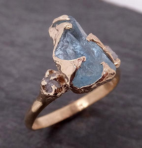 raw uncut aquamarine diamond yellow gold engagement ring multi stone wedding 14k ring custom gemstone bespoke three stone ring byangeline 1904 Alternative Engagement