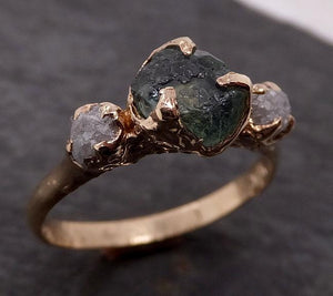 Montana Sapphire rough diamond Yellow 14k Gold Engagement Ring Wedding Ring Custom One Of a Kind Gemstone Multi stone Ring 1908