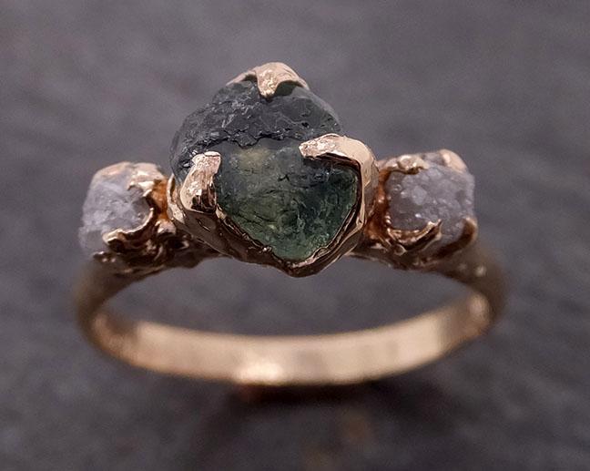 Montana Sapphire rough diamond Yellow 14k Gold Engagement Ring Wedding Ring Custom One Of a Kind Gemstone Multi stone Ring 1908