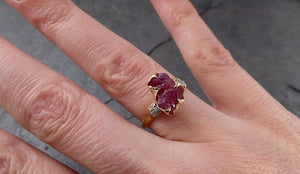 raw rough ruby and diamond engagement ring 14k yellow gold red gemstone engagement birthstone multi stone byangeline 1911 Alternative Engagement
