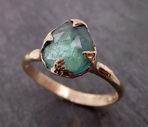 fancy cut green tourmaline yellow gold ring gemstone solitaire recycled 14k statement 1914 Alternative Engagement