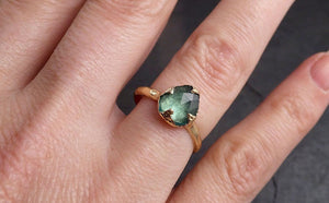 fancy cut green tourmaline yellow gold ring gemstone solitaire recycled 14k statement 1914 Alternative Engagement